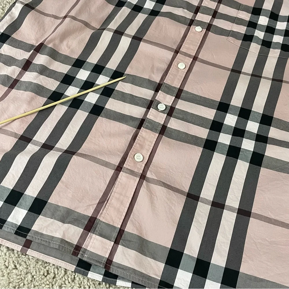 Burberry London Shirt Men’s 3XL Nova Check Pink Plaid Button Up Long Sleeve 1417 - Picture 8 of 12